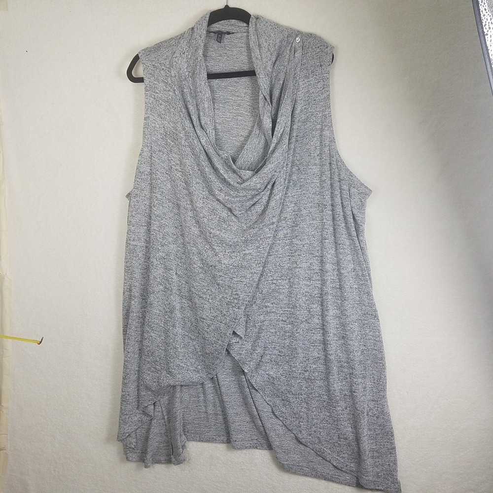 Olivia Sky‎ Gray Marled Knit Sleeveless Draped Cowl Neck Tulip Hem Top Plus 3X